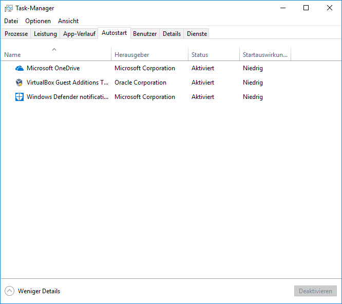 Autostart ianpassen im Windows Task-Manager