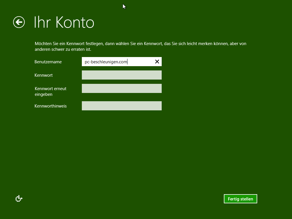 Windows 8.1 installieren - lokales Konto