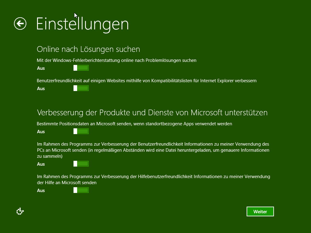 Windows 8.1 installieren - Online Dienste - 1