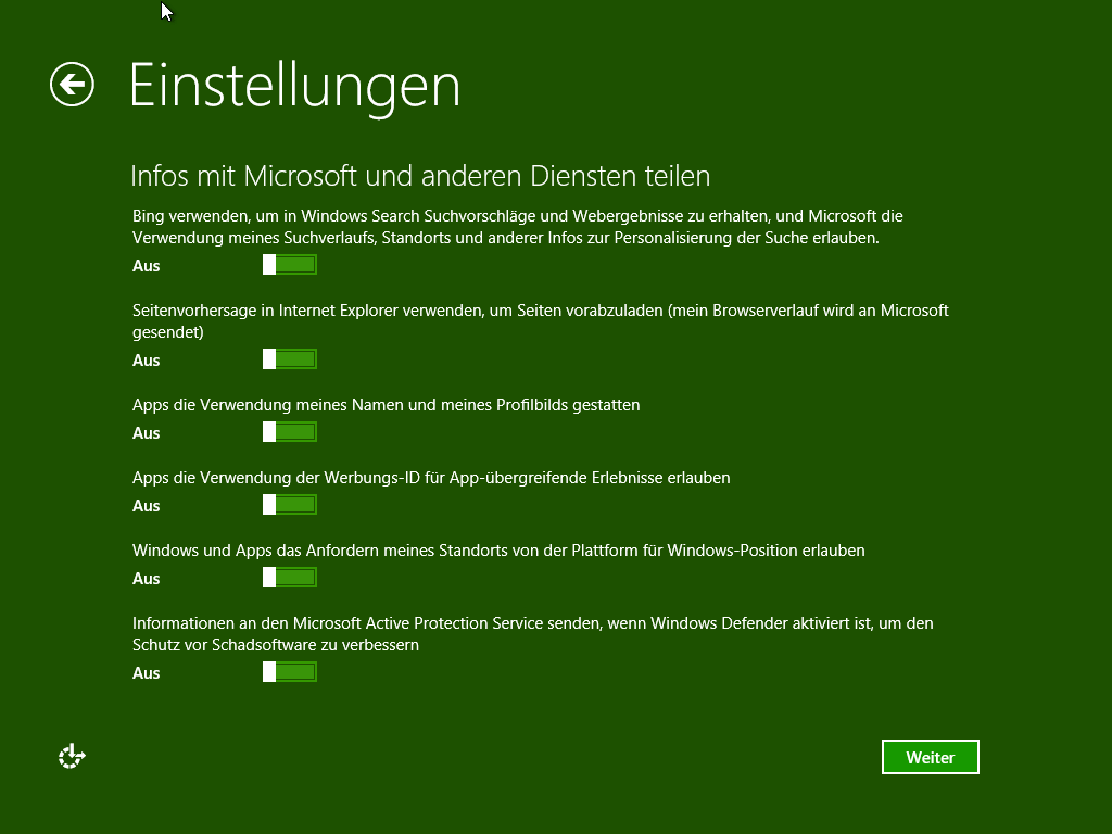 Windows 8.1 installieren - Online Dienste - 2