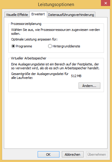 Erweiterte Leistungsoptionen in Windows 8.1