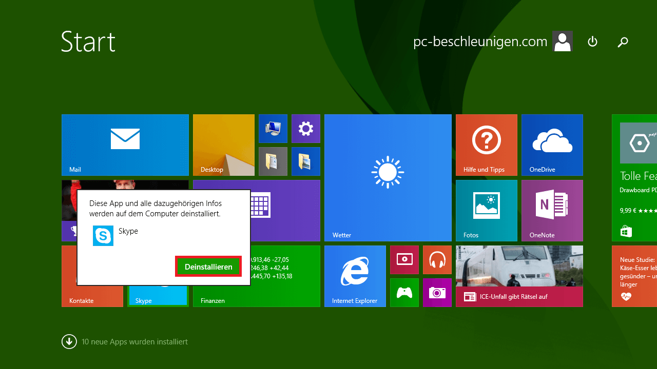 Windows Apps deinstallieren - Schritt 2