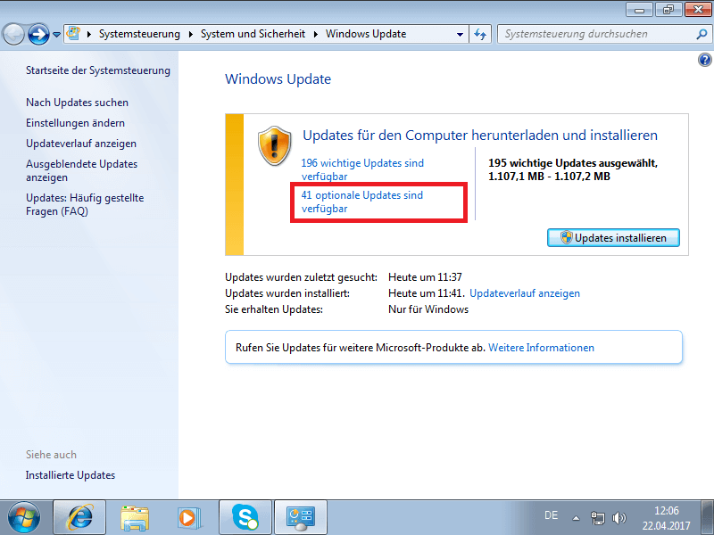 Windows Update installieren